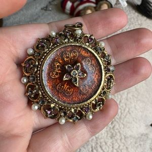 Antique Necklace Pendant // Orange